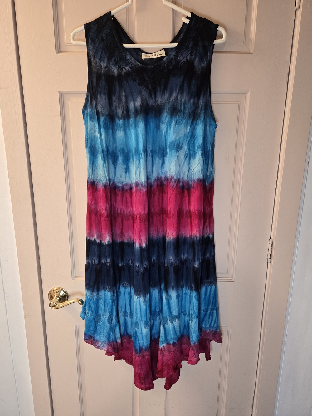 Women's Tie-Dye Sleeveless Dress - Blue & Pink